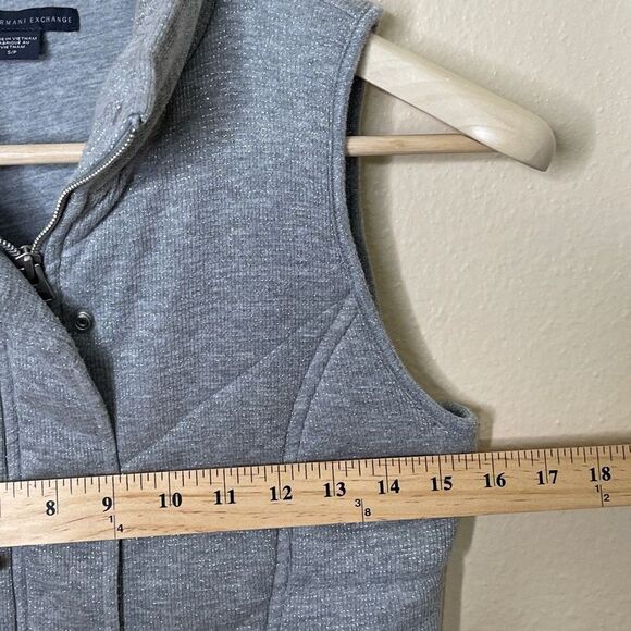 Armani Exchange Vest Women's SP Gray Quilted Puffer Full Zip Snap Pockets - Picture 10 of 12